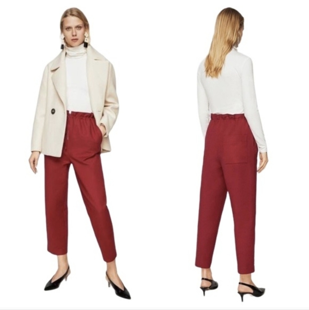 Mango Suit Paper Bag  Wide Leg Trousers Size 6